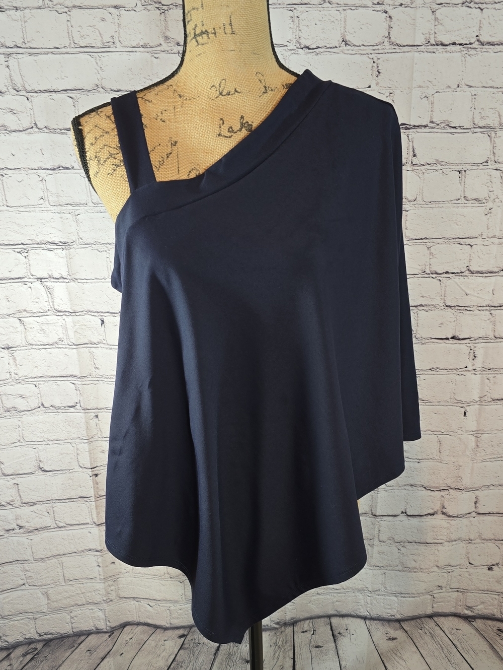 Susana Monaco Asymmetrical Navy Blouse Size M NWOT